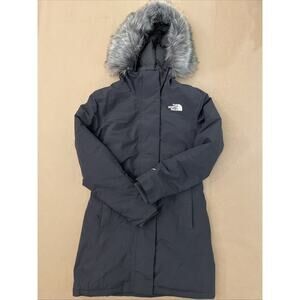 The North Face Tnf Black Arctic Parka Jacket with Faux Fur Trim- Small
